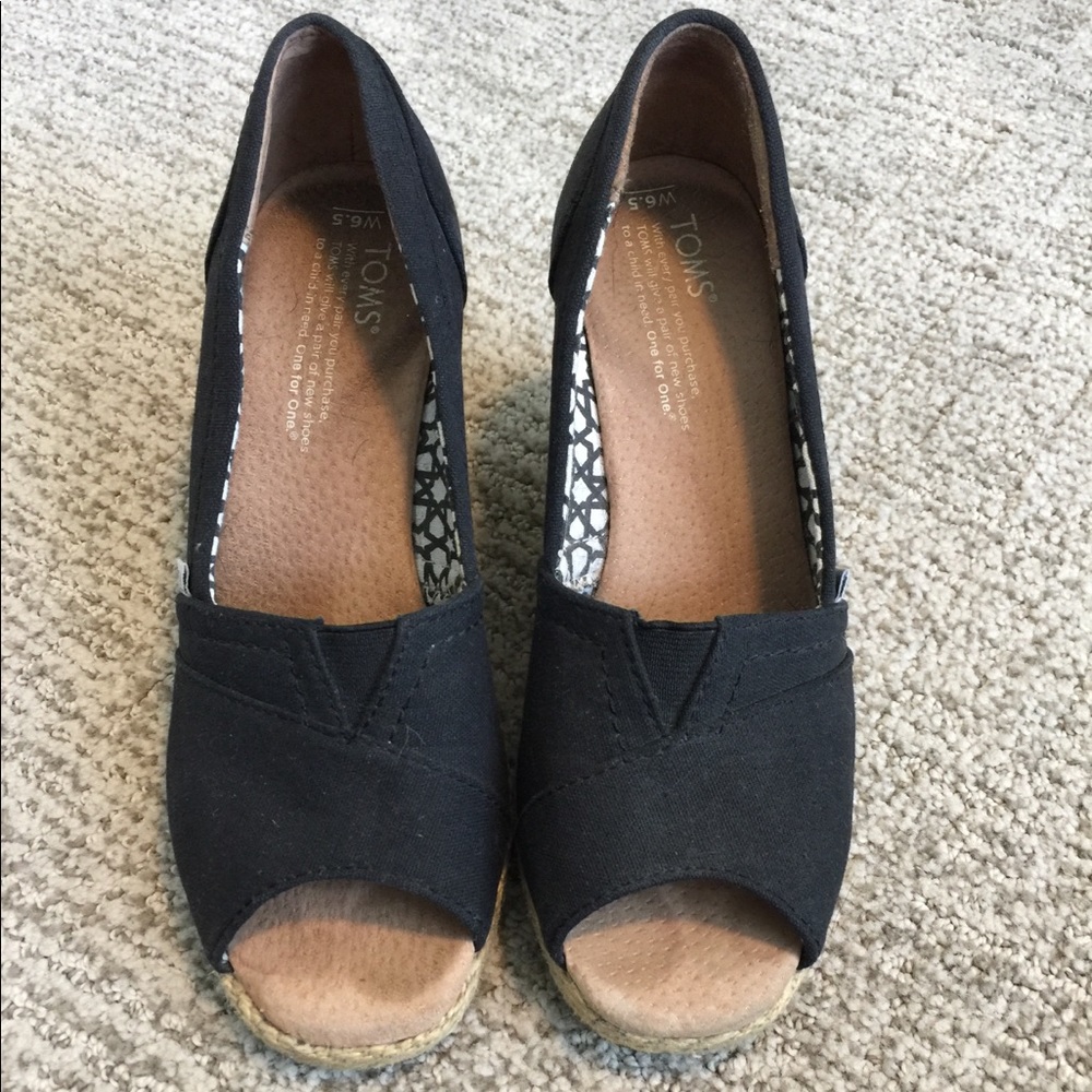 Tom’s Wedge Canvas Peep Toe Sandals